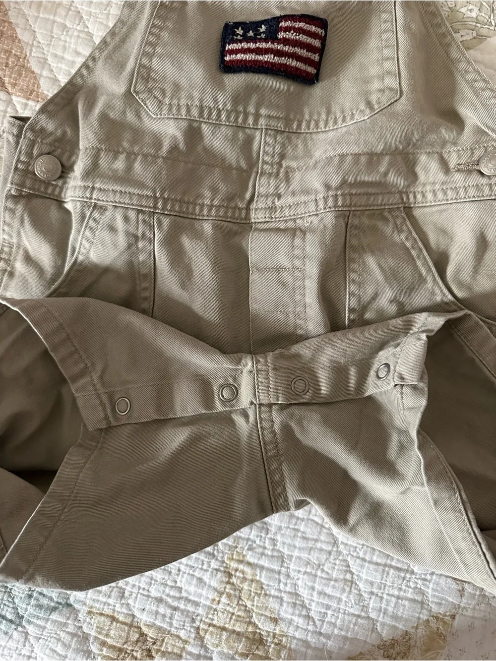 GAP Olive Short Overalls with Flag Patch